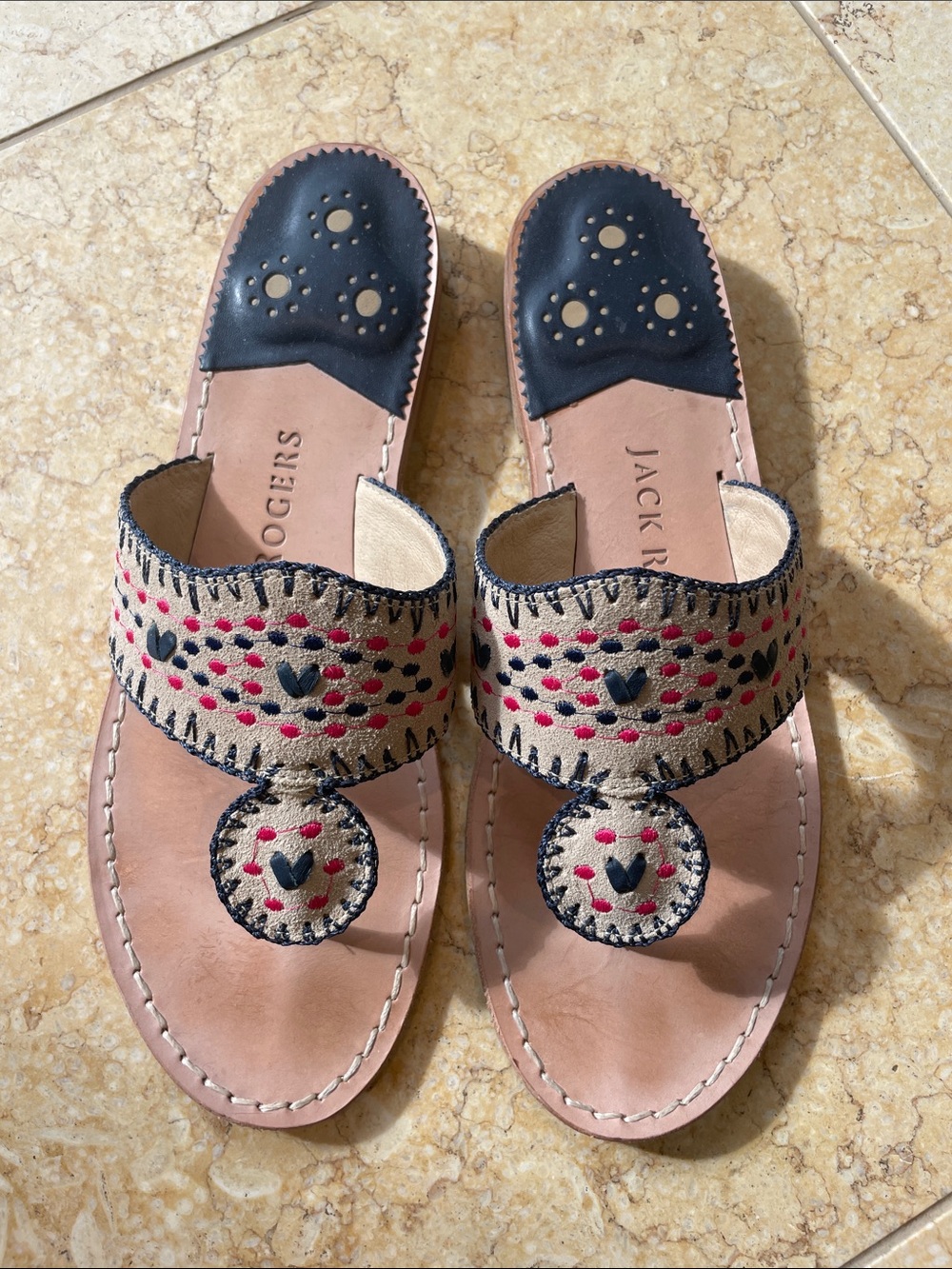 Embroidered Jacks flats